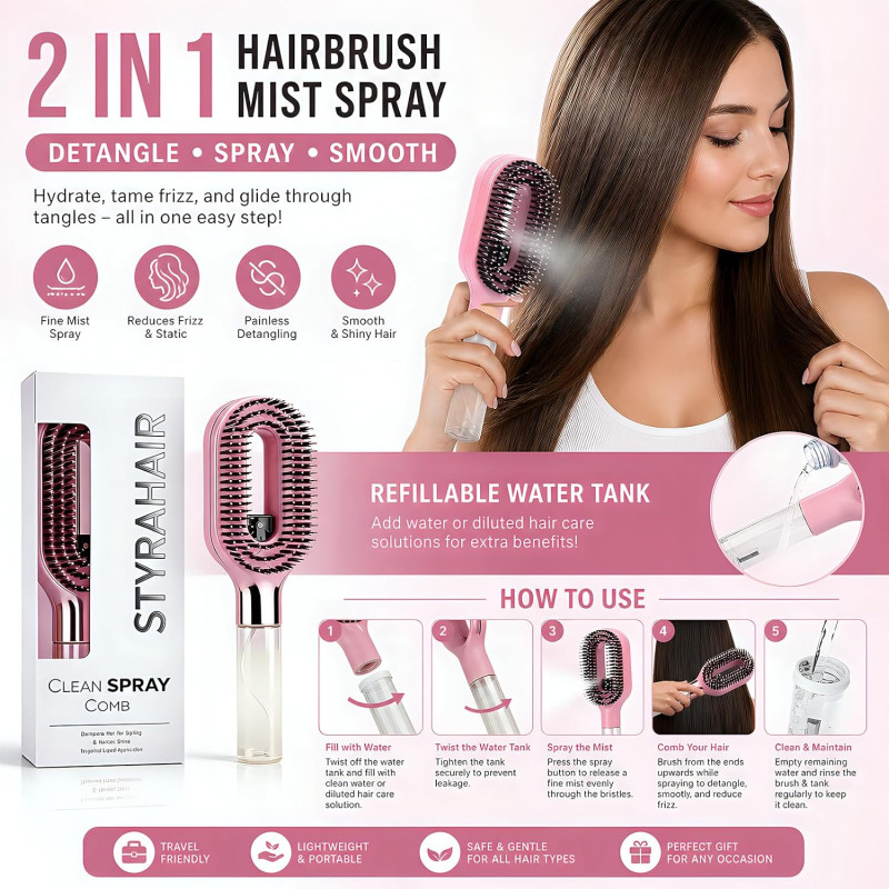 Spray Comb for Hair 2-in-1