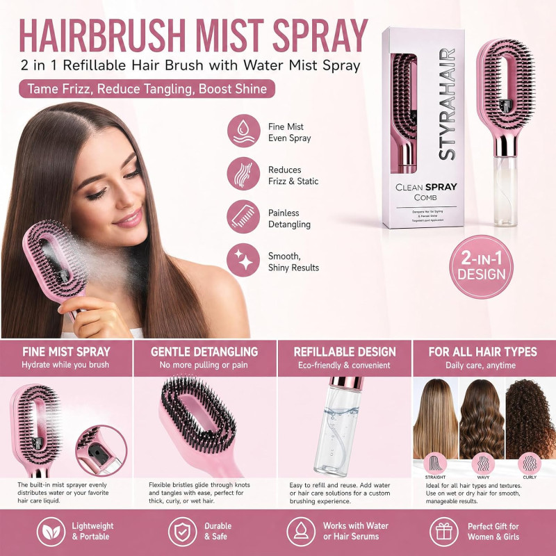 Spray Comb for Hair 2-in-1