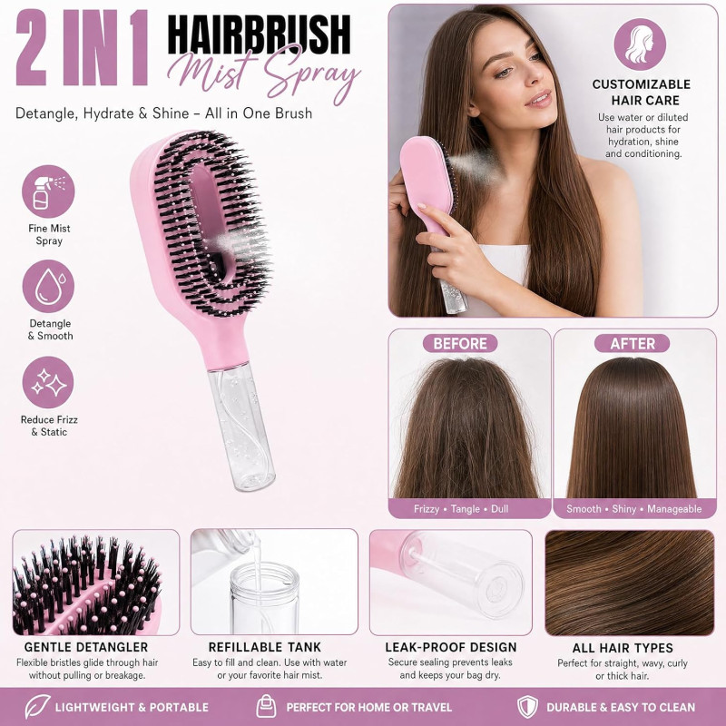 Spray Comb for Hair 2-in-1