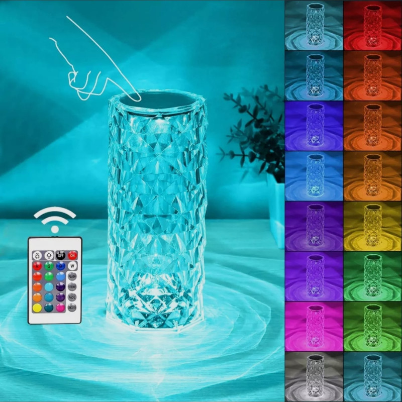 16 color Crystal Rose Table Lamp Light